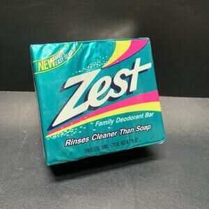 Vintage Zest Family Deodorant Bar Factory Sealed 1992, 3 Bars 5 Oz Each